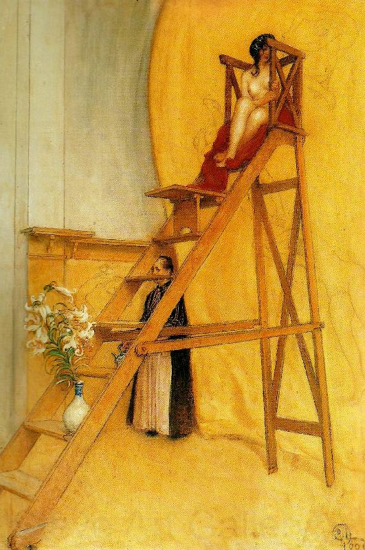 Carl Larsson hos plafondmalaren Norge oil painting art